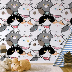 6023 / DIY Nursery Wallpaper - Fun, Self Adhesive Mural with Vibrant Cat Pattern for Child Room Decoration - Artevella