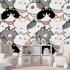 6023 / DIY Nursery Wallpaper - Fun, Self Adhesive Mural with Vibrant Cat Pattern for Child Room Decoration - Artevella