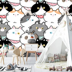 6023 / DIY Nursery Wallpaper - Fun, Self Adhesive Mural with Vibrant Cat Pattern for Child Room Decoration - Artevella