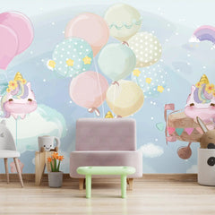 6032 / Flying Unicorns Peel and Stick Wallpaper: Easy-to-Apply, Removable Decor for Nursery and Kids Bedroom - Artevella