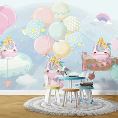 6032 / Flying Unicorns Peel and Stick Wallpaper: Easy-to-Apply, Removable Decor for Nursery and Kids Bedroom - Artevella