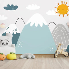 6035 / Sun & Mountain Mural Wallpaper – Peel and Stick Nursery Decor – Perfect Kids Room Wall Decoration - Artevella