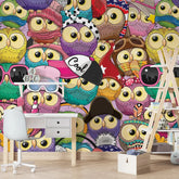 6040 / Peel and Stick Wallpaper with Cute Colorful Owls – Ideal Nursery Decor and Kids Room Wallpaper – Self Adhesive Mural - Artevella