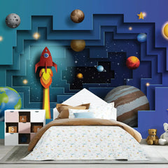 6045 / Nursery Room Peel and Stick Wallpaper: Outer Space Removable Wall Decals for Kids Bedroom Decor and Playroom Decor" - Artevella