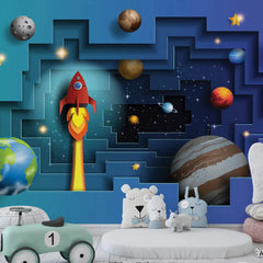 6045 / Nursery Room Peel and Stick Wallpaper: Outer Space Removable Wall Decals for Kids Bedroom Decor and Playroom Decor" - Artevella