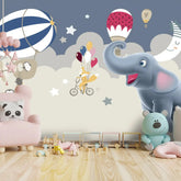 6048 / Peel and Stick Animal Wallpaper: Brighten Up Baby Nursery Kids Room with Elephant and Penguins Mural - Artevella
