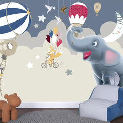 6048 / Peel and Stick Animal Wallpaper: Brighten Up Baby Nursery Kids Room with Elephant and Penguins Mural - Artevella