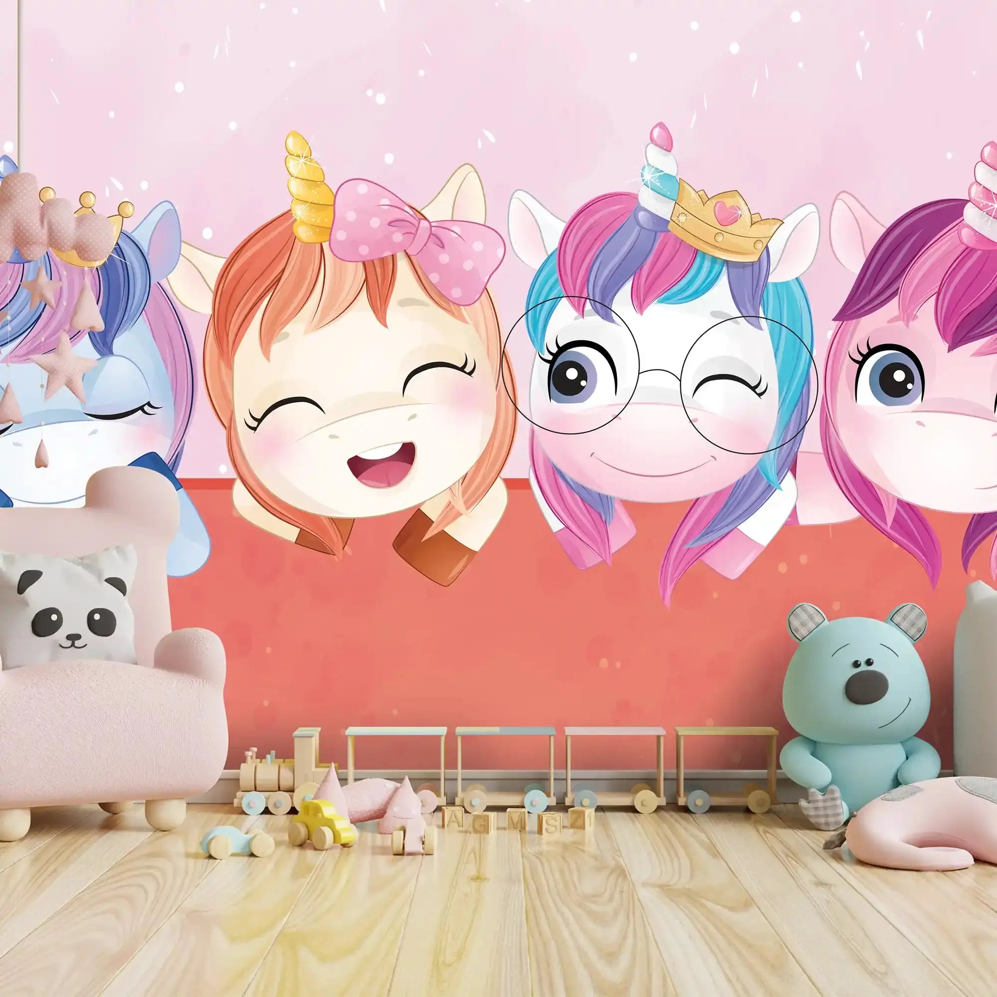 6052 / Peel and Stick Unicorn Wallpaper for Baby Nursery Decor - Self Adhesive, Kid Friendly, DIY Nursery Wall Decoration - Artevella