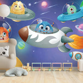 6054 / Peel and Stick Mural Wallpaper - Space Adventure for Kids Room and Baby Nursery Decor - Artevella