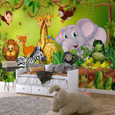 6059 / Boho Nursery Peel and Stick Wallpaper, Removable Jungle Animal Mural for Kids Room Decor - Artevella