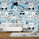 6061 / Fun Cat-Themed Peel and Stick Wallpaper: Kids Room Decor, Removable Nursery Wall Art - Artevella