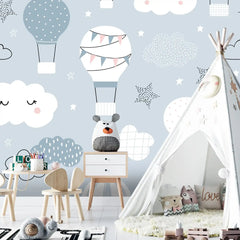 6066 / Nursery Room Peel and Stick Wallpaper, Child Room Decor with Sky and Clouds Pattern, Removable Wall Stickers for Baby Nursery - Artevella