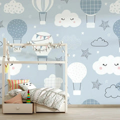 6066 / Nursery Room Peel and Stick Wallpaper, Child Room Decor with Sky and Clouds Pattern, Removable Wall Stickers for Baby Nursery - Artevella