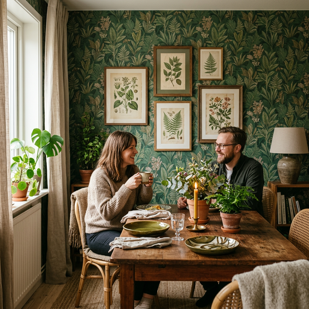 Transform Your Home with Green Wallpaper and Botanical Art
