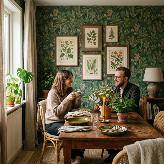 Transform Your Home with Green Wallpaper and Botanical Art