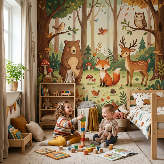 Whimsical Animal Wall Murals for an Imaginative Kids' Space