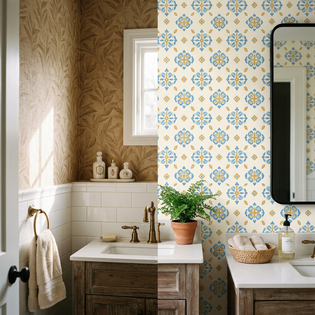 Fabric-Backed vs Peel-and-Stick Powder Room Wallpaper