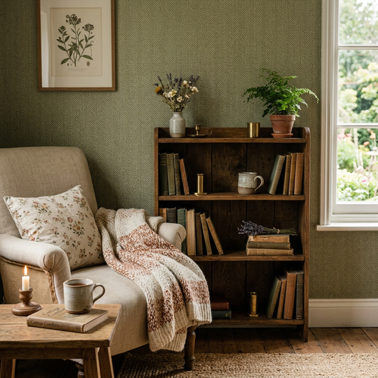 Olive Herringbone Wallpaper: Cottagecore's Next Big Trend