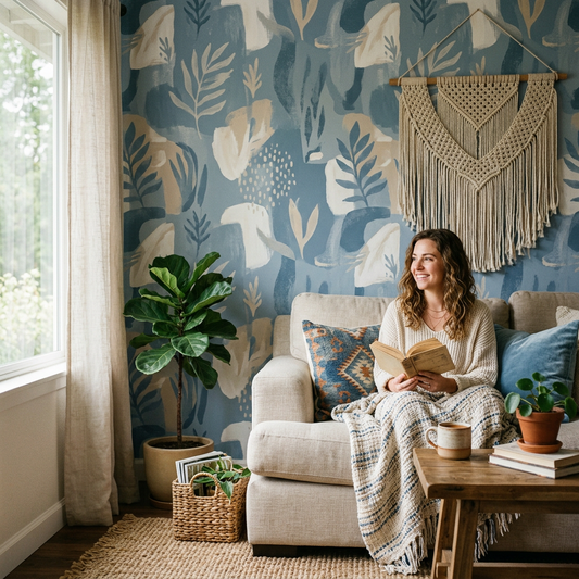Dusty Blue Abstract Wallpaper: The New Boho Style