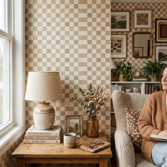Warm Neutral Checkerboard Wallpaper: A Maximalist Guide