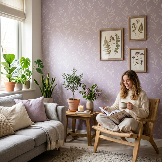 Lilac Scandinavian Botanical Accent Wall Guide