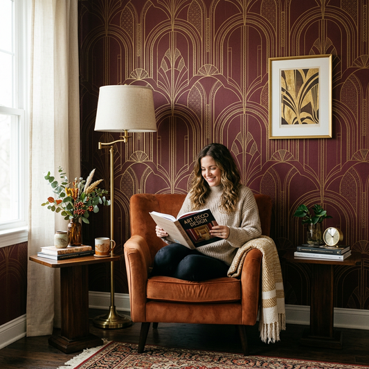 Burgundy Art Deco Geometric Wallpaper Trend Report