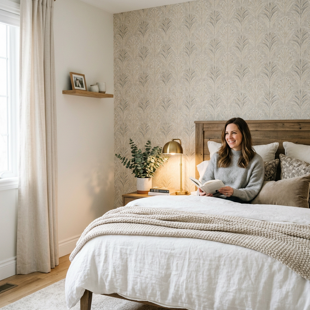 Washable Vinyl Wallpaper for Small Primary Bedrooms