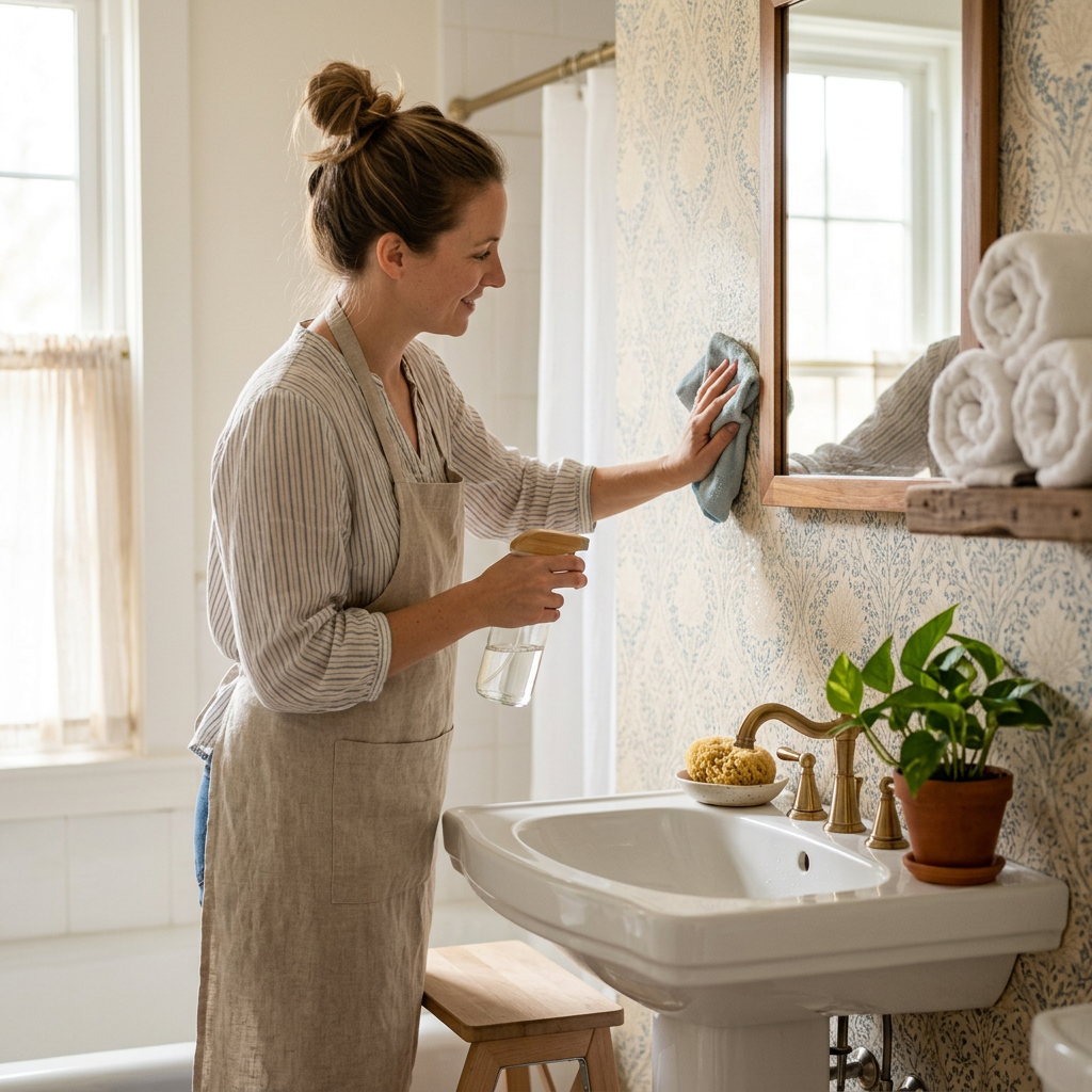 How to Clean Fabric-Backed Wallpaper in Bathrooms