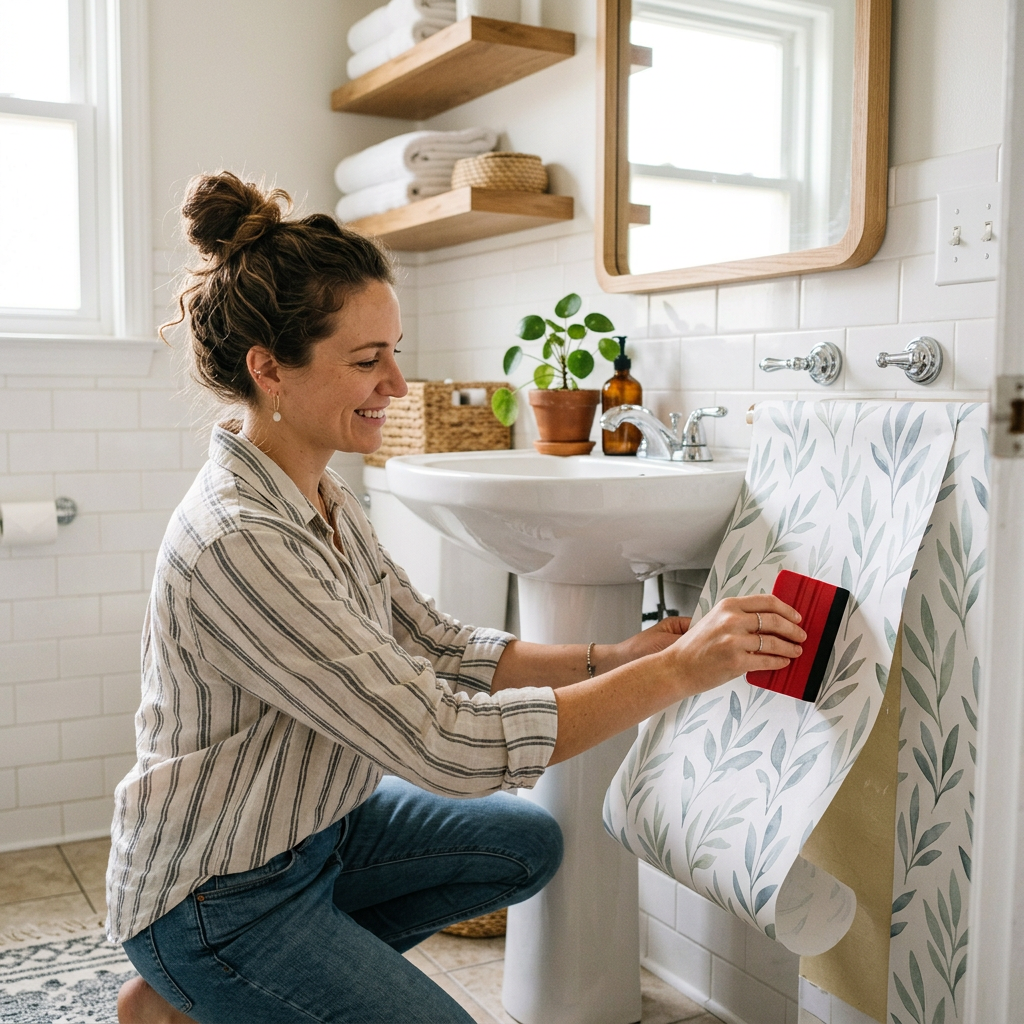 How to Install Peel-and-Stick Wallpaper in Bathrooms