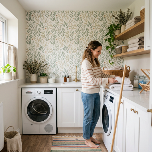 Upgrade Laundry Rooms with Washable Vinyl Wallpaper