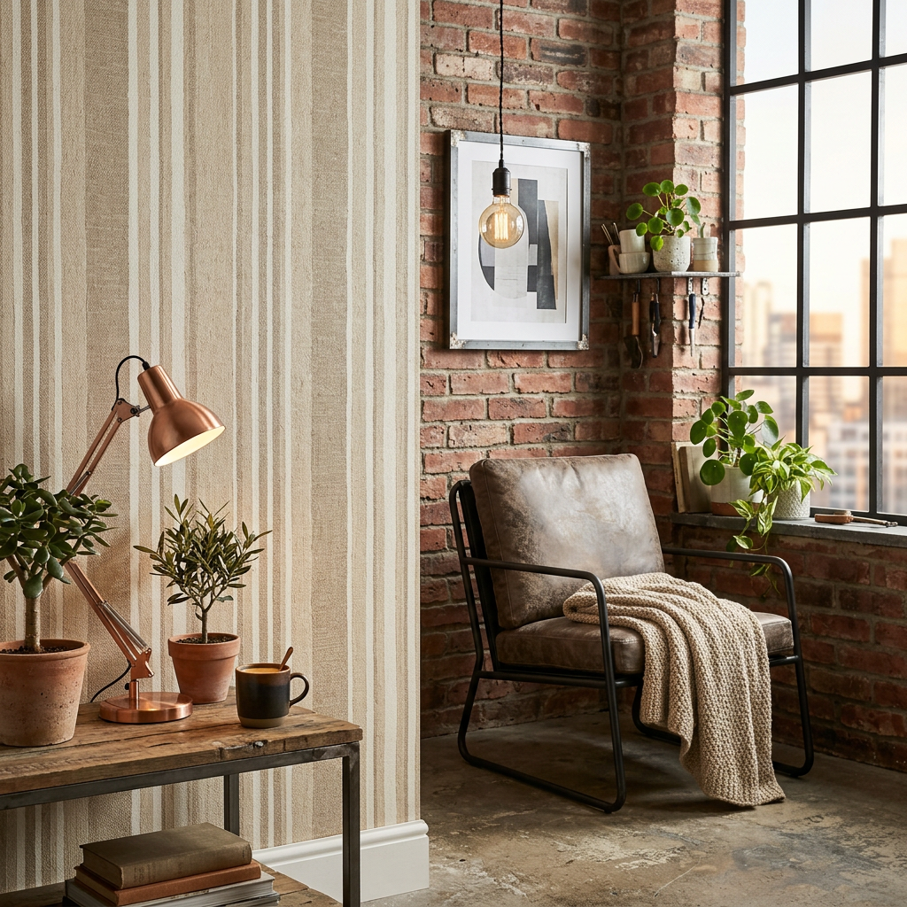 Sand Striped Wallpaper Trend for Industrial Style