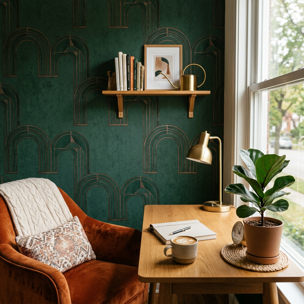 Emerald Industrial Arch Wallpaper: Trend Report
