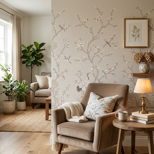 Neutral Chinoiserie Wallpaper Ideas for Rentals