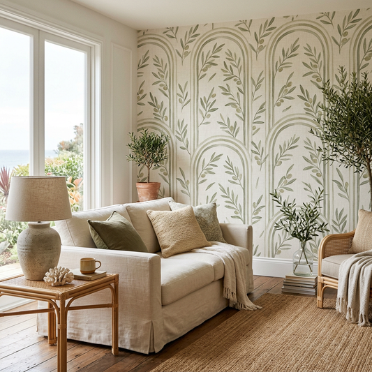 Olive Arch Wallpaper: The New Coastal Decor Trend