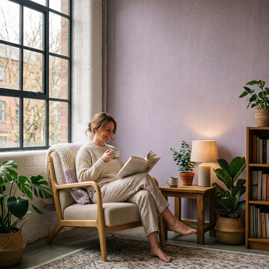 Lilac Industrial Wallpaper: Softening Raw Spaces