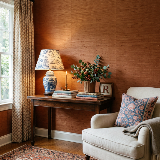 Rust Grasscloth Wallpaper: The Grandmillennial Trend