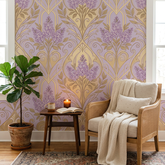 Art Deco Lilac Floral Accent Walls: A Design Guide
