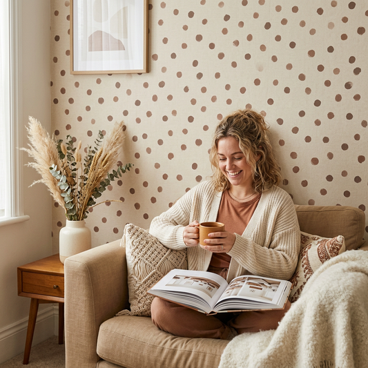 Warm Neutral Boho Polka Dot Wallpaper Trend Report