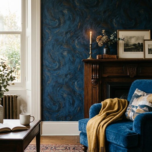Navy Blue Abstract Wallpaper: The Moody Victorian Trend