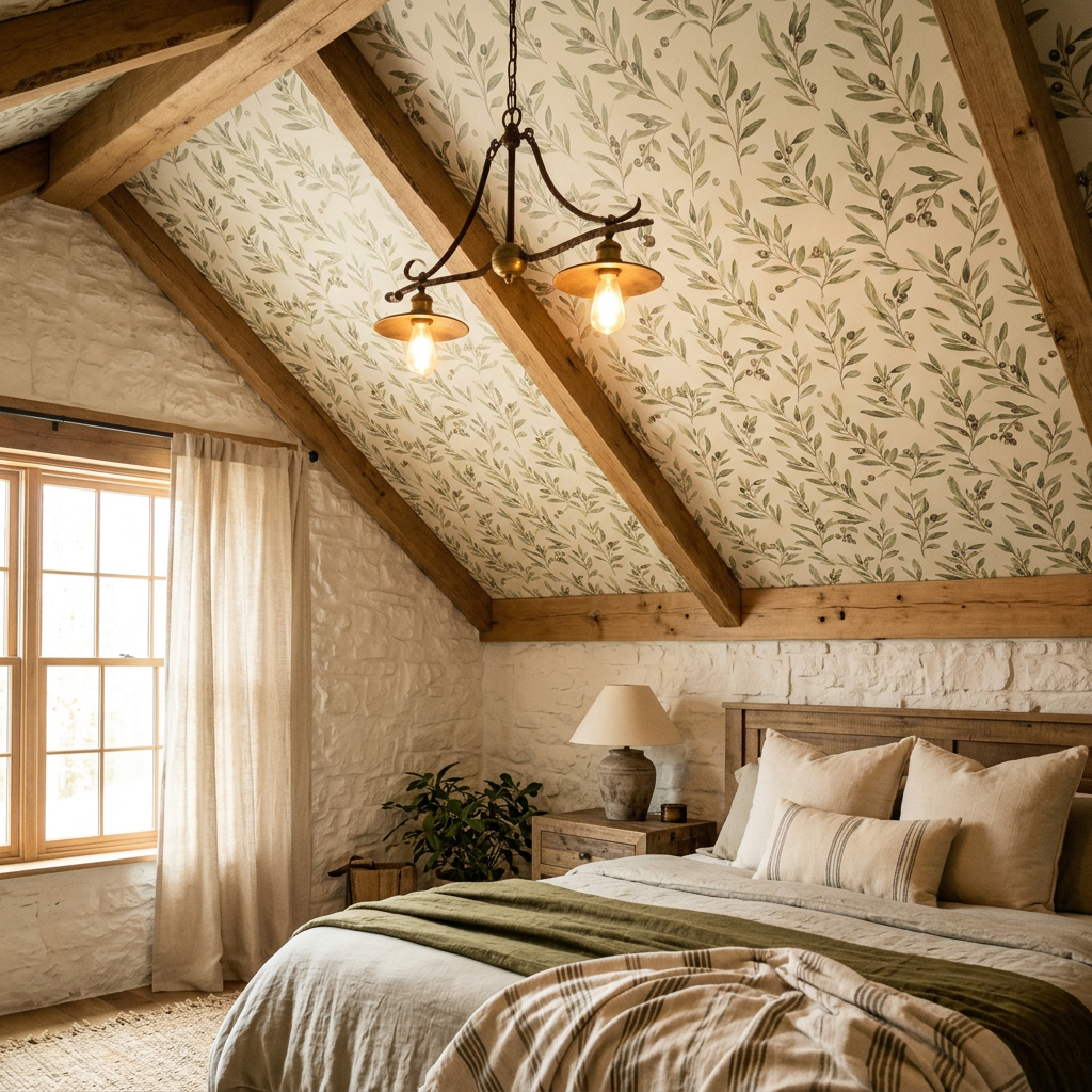 Olive Green Farmhouse Scenic Ceiling Wallpaper Guide