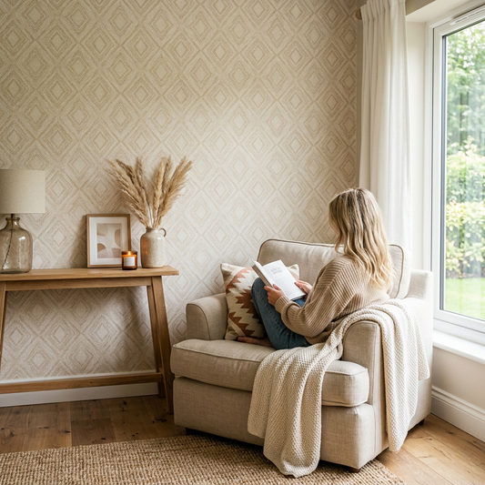 Cream and Beige Geometric Farmhouse Wallpaper Trends