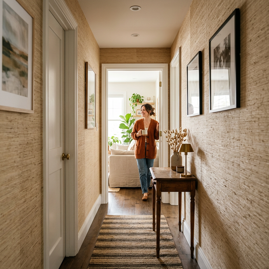 Maintain Grasscloth Wallpaper in Narrow Hallways
