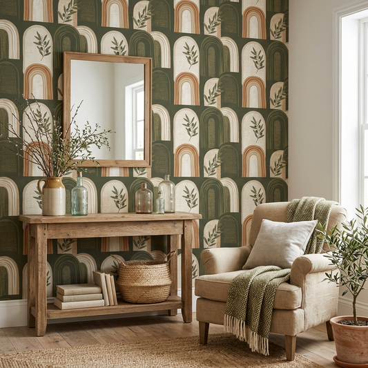 2025 Trend Report: Olive Arch Farmhouse Wallpaper