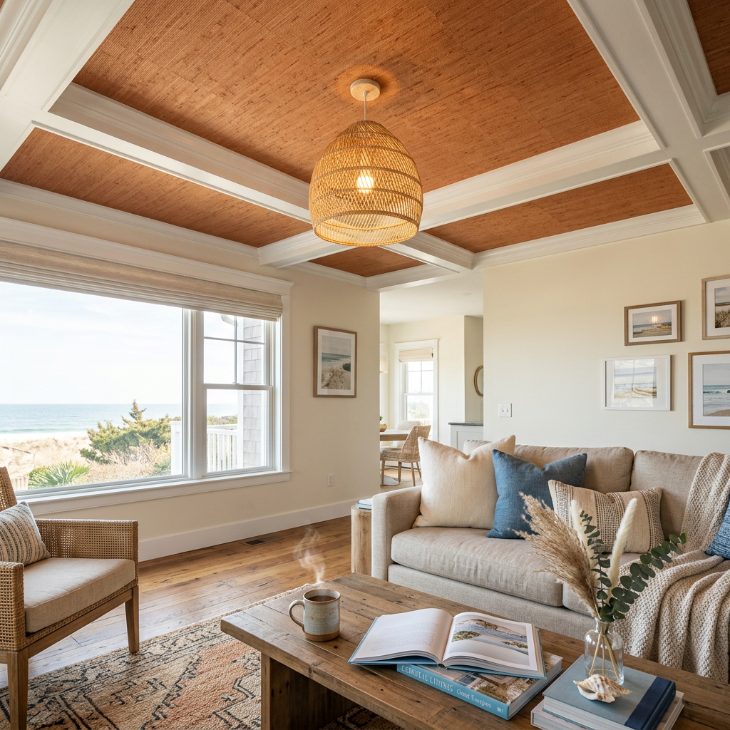 Terracotta Grasscloth Ceiling Wallpaper: Coastal Guide
