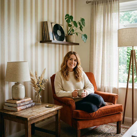 Cream and Beige Striped Wallpaper: 70s Retro Trend Report