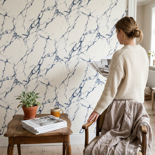 Navy Blue Marble Farmhouse Wallpaper Trend Analysis