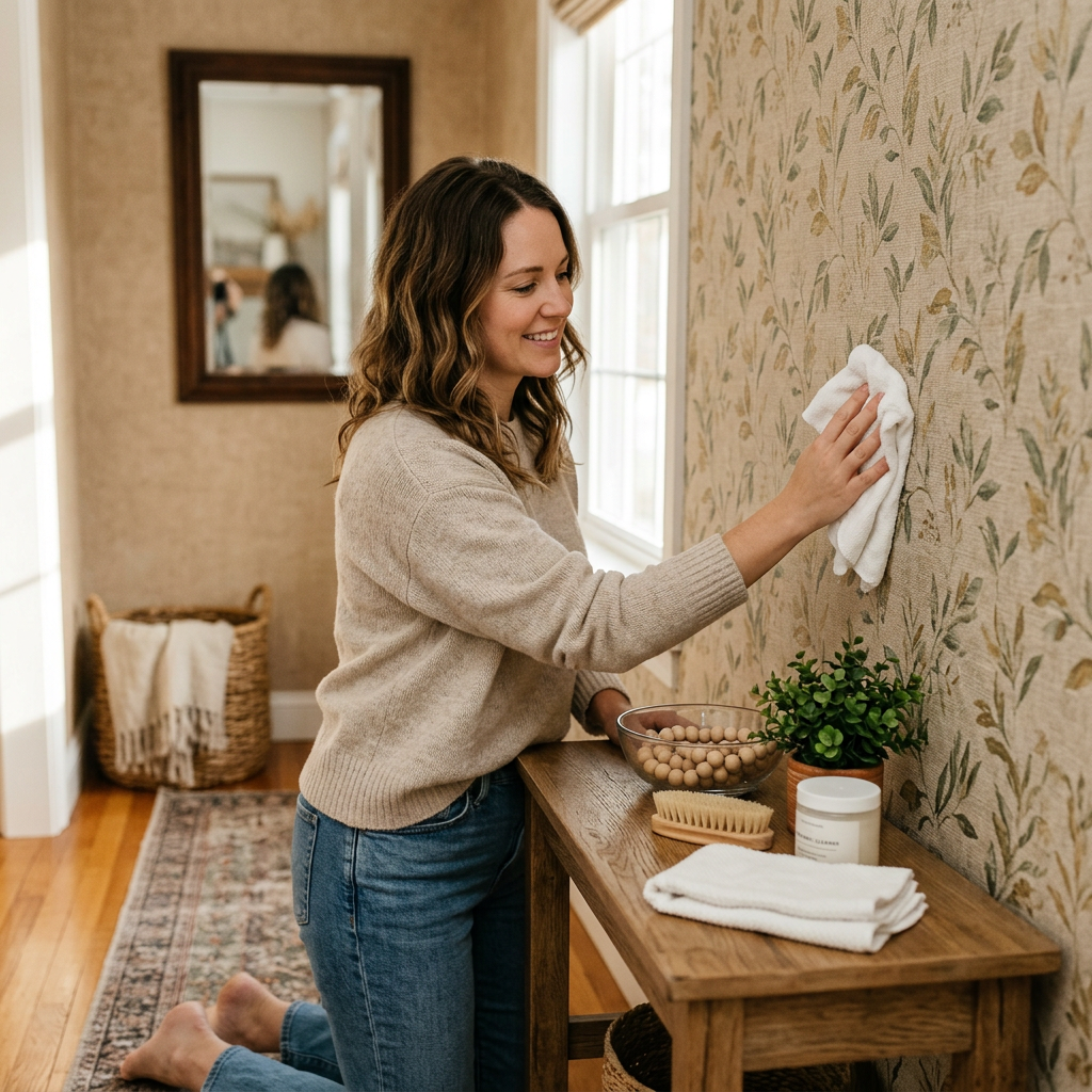 How to Clean Fabric-Backed Entryway Wallpaper