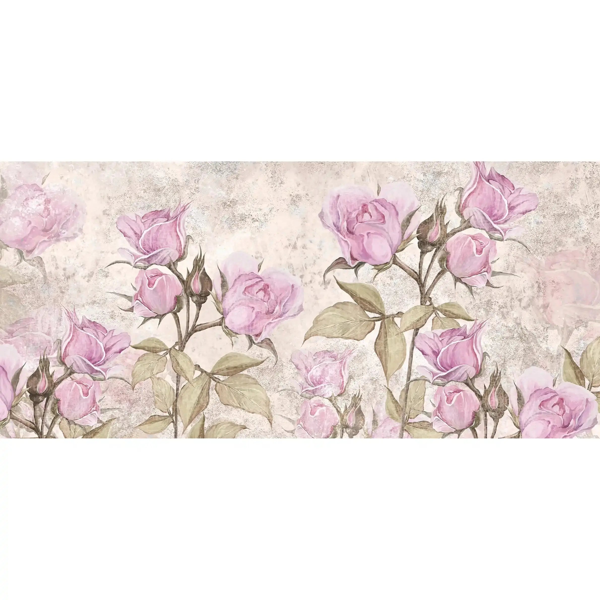 3002-A / Floral Peel and Stick Wallpaper - Pink Roses Mural, Vintage Mural for Wall Decor, Ideal for Bedroom and Bathroom - Artevella