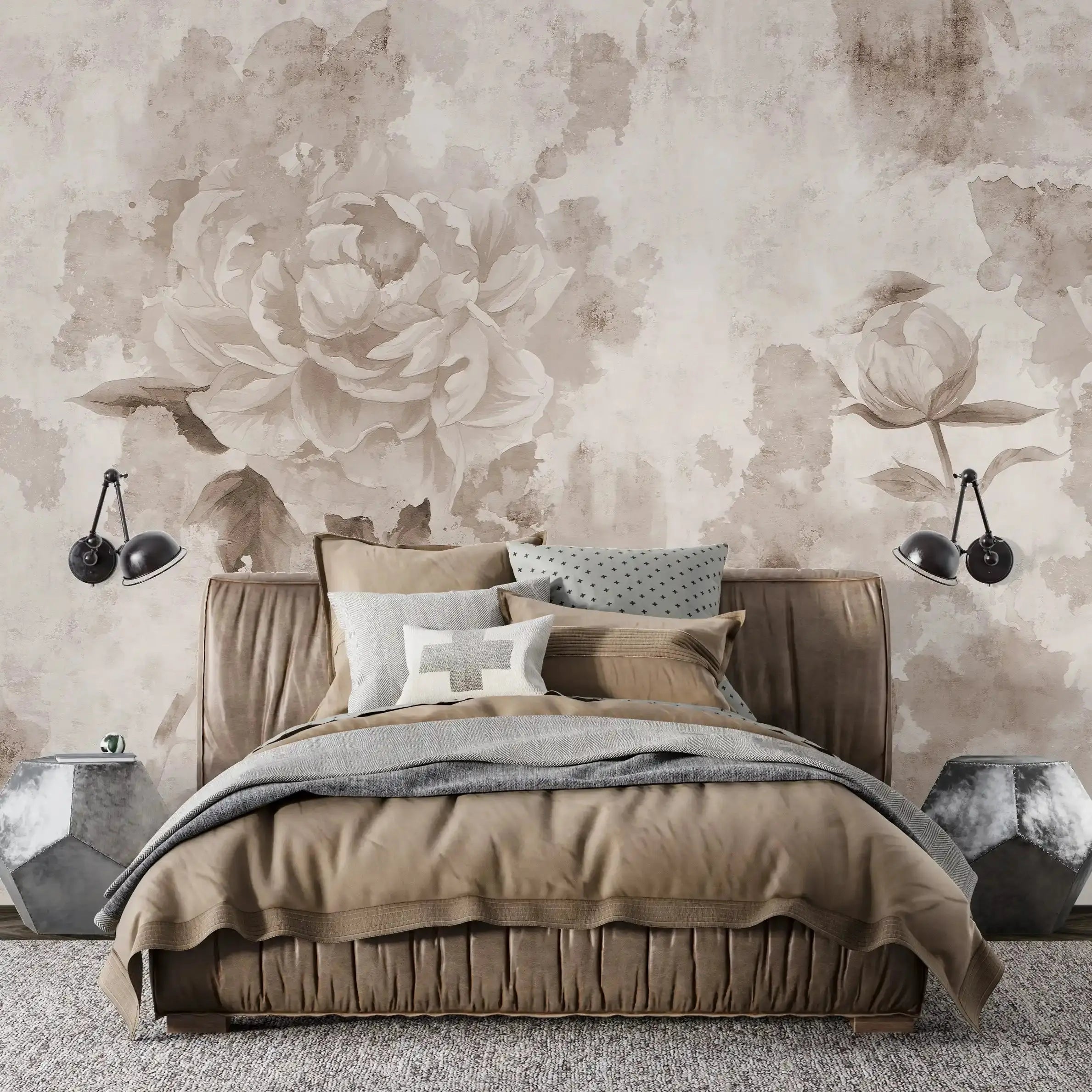 3004-A / Watercolor Floral Peel and Stick Wallpaper - Peony Design for Modern Room Decor, Perfect for Bedroom and Bathroom - Artevella