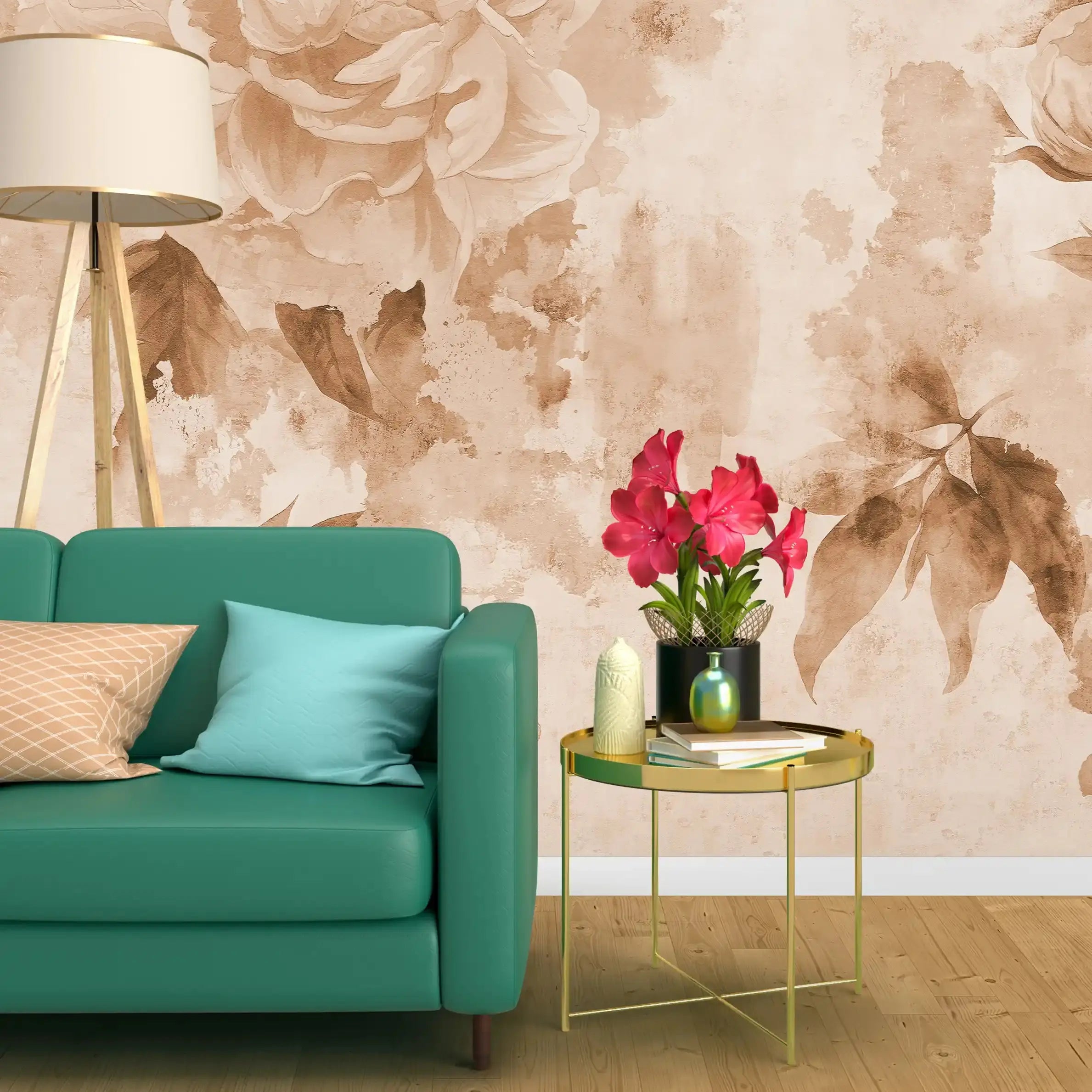 3004-D / Watercolor Floral Peel and Stick Wallpaper - Peony Design for Modern Room Decor, Perfect for Bedroom and Bathroom - Artevella